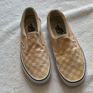 Vans Kids Peach and White Checkerboard Slip-Ons